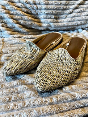 Universal Thread Woven Pointed Toe Mules Brown & Beige